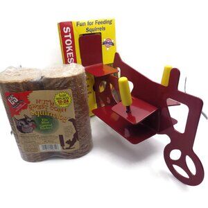 Stokes Tractor Squirrel Cob Feeder/ With Food/ Red Metal